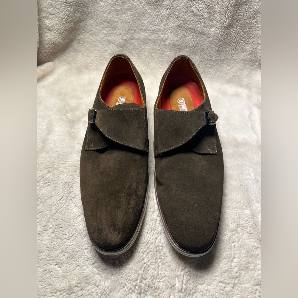Stacy Adams TAYLEN Brown Suede Plain Toe Monk Strap Shoes size 10.5
